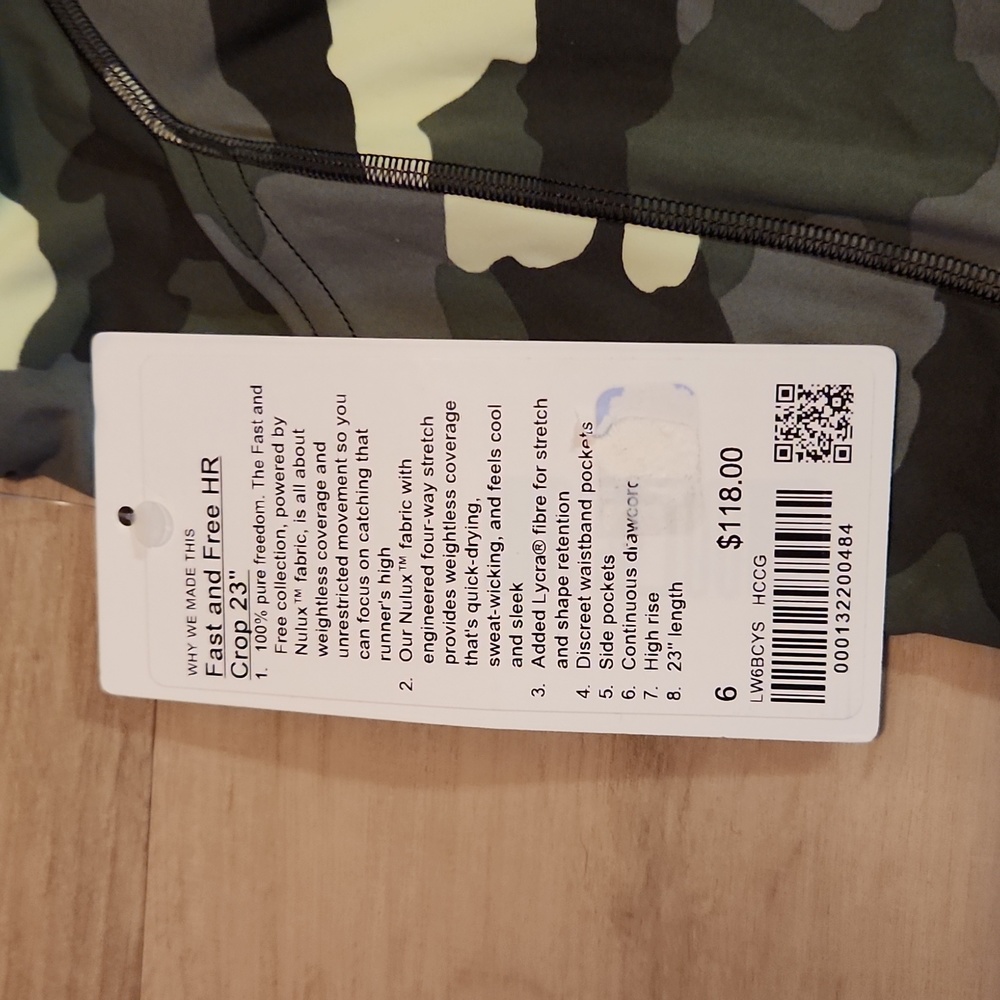 Lululemon Fast and Free Crop size 6 NWT - Picture 4 of 8